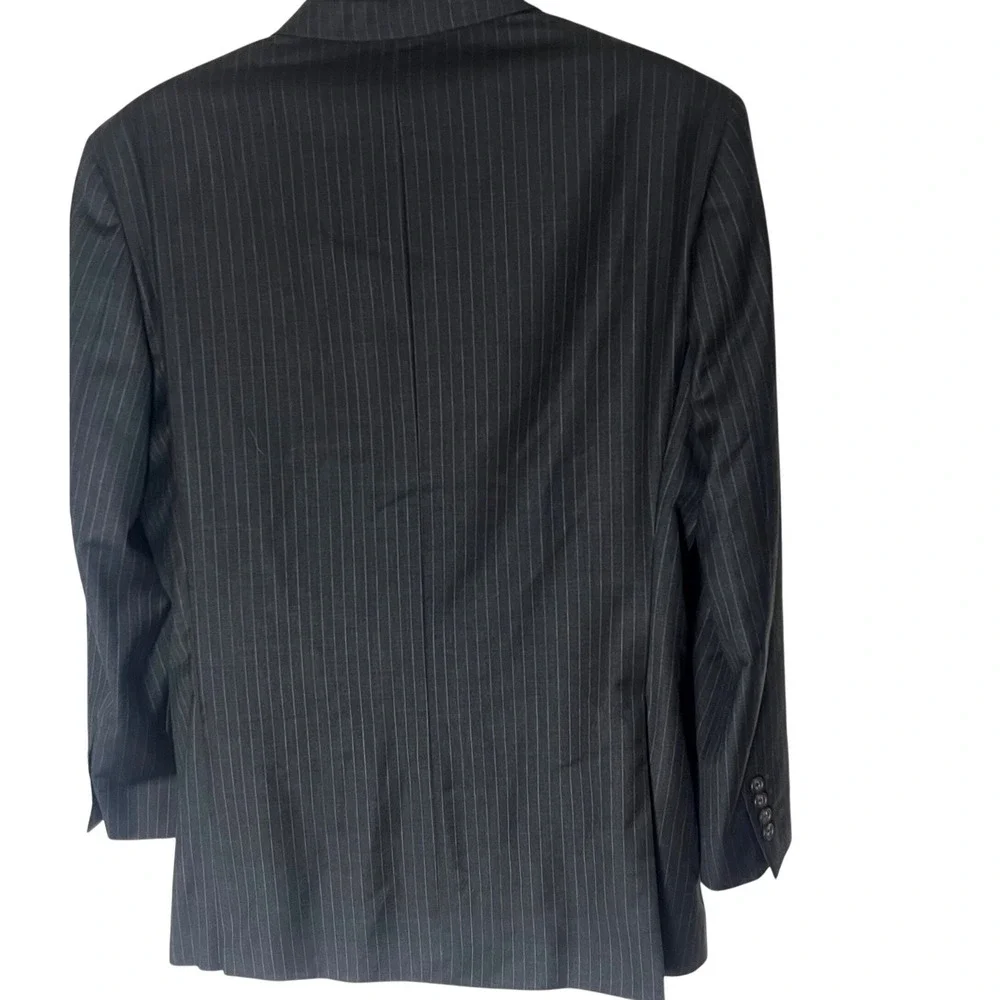 Ralph Lauren Dillards Jacket 46L Black Charcoal Pinstripe Made In Canada Wool
